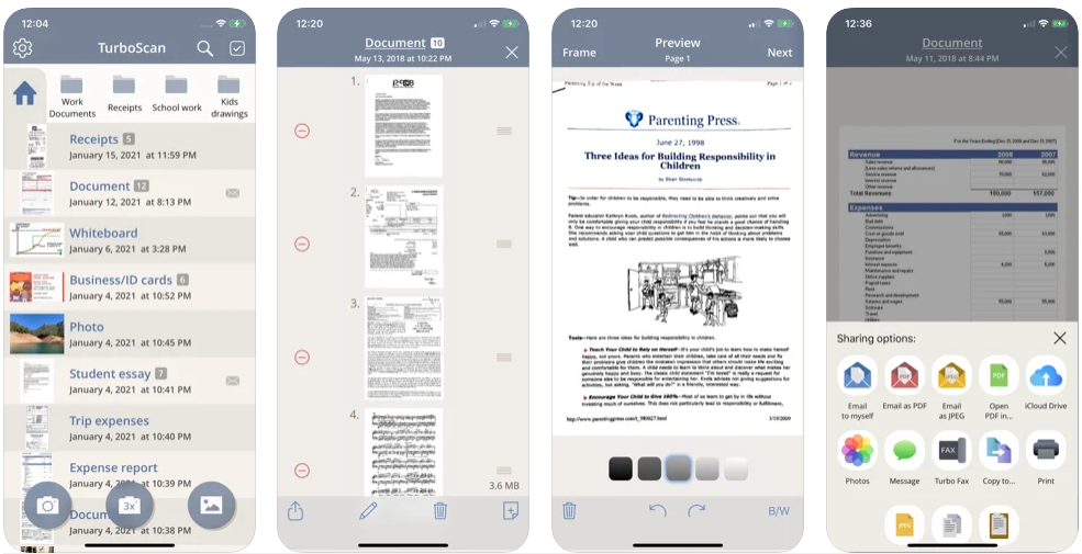 You can easily scan multipage documents in high quality PDFs or JPEGs, name, organize, and send them using only your iPhone or iPad… You can now backup to iCloud Drive directly from within TurboScan… Then, in TurboScan, click the "Open PDF in" button to send your PDF scans there.