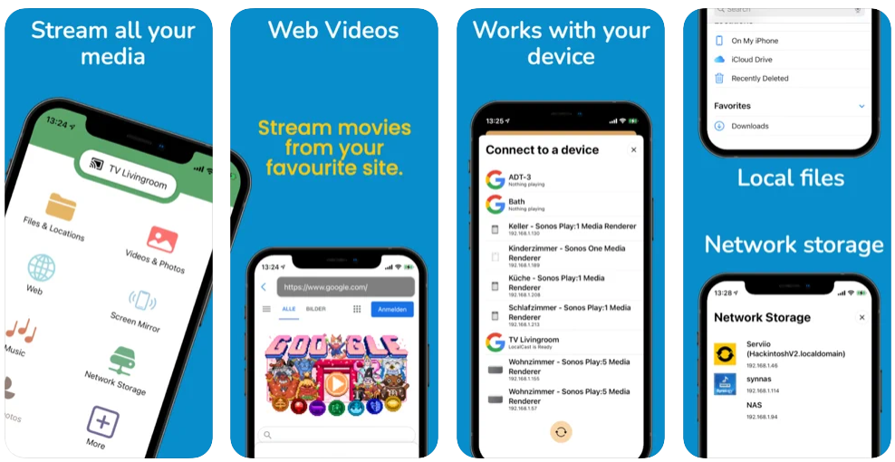 On the iOS Store, you can view the daily app ranking, rank history, ratings, features, and reviews of top apps like LocalCast: stream to TV. LocalCast: Stream to TV - Choose the best app for your streaming requirements. Cast web videos, local videos, music, or images to a Chromecast, Apple TV, or Smart TV.