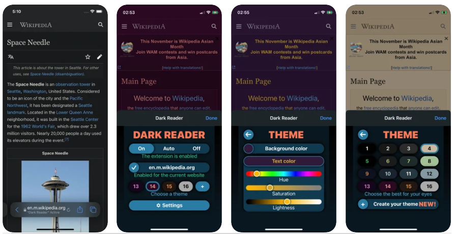 Dark Reader inverts bright colors, creating high contrast and making them easy to read at night. Dark Reader is a paid app on Safari, but if you don't want to pay for it, try Neo-Noir instead.