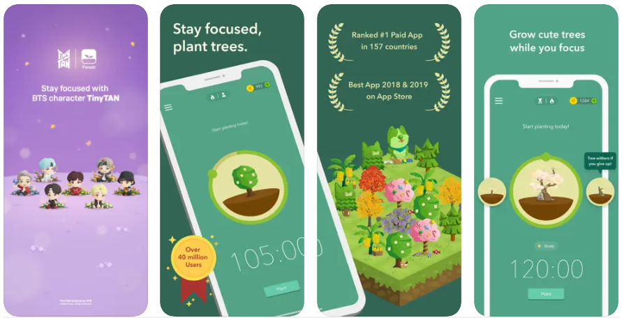 A self-motivated and interesting method for overcoming phone addiction. Can't seem to stop scrolling? Do you have trouble concentrating? Forest is the cutest focus timer that will help you stay focused and productive!