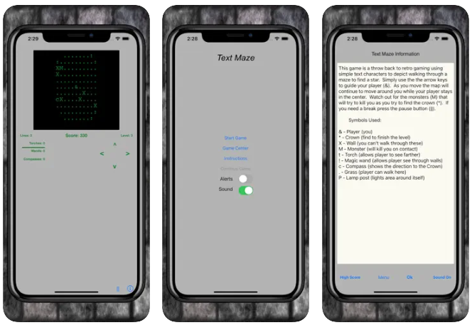 A simple text-based game in which you must choose your path through a series of decisions. A large collection of ASCII art drawings of mazes and other ASCII art pictures related to art and design.