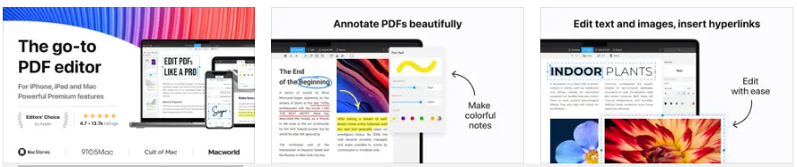 The PDF app of choice for iPhone, iPad, and Mac. PDFs can be read and edited. PDF Expert is a straightforward PDF viewer. 5 You can use PDF Expert on your iPhone or iPad to sign contracts and agreements.