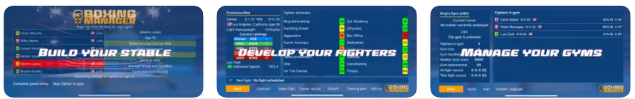 WTBM allows you to manage your fighters and reach the pinnacle of world championship boxing from anywhere and at any time. Boxing Manager creates a one-of-a-kind, complex, and realistic boxing game world and simulation.