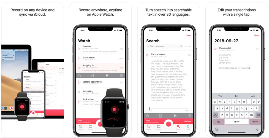 Just Press Record app review for the week. Recording and transcription with a single tap, whether you're using an iPhone or an Apple Watch. Just Press Record is ideal for this. This is a simple audio recorder app, as the name implies; you can begin recording with a single tap.