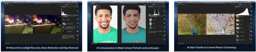 It recovers image detail hidden in noise and handles cases such as shadow tone, debanding, restoration, and color casts with ease. AI Retoucher Portable can assist you in removing noise caused by high ISO, low light, fast shutter speed, and other factors.
