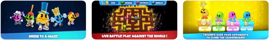 Take on the globe in this visually stunning PAC-MAN game! Experience the rapid gratification of arcade retro-gaming with an exciting multiplayer twist. Download the most recent version of the PAC-MAN Party Royale app [2022] for your iPhone or iPad tablet.