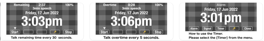 TTS voices Speaking Stopwatch and Speaking Timer ring hourly and intervally. Simply push the alarm clock and the voice will give you the time and temperature of your room.