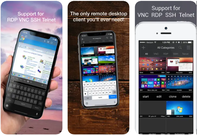 RemoterTM: Remote Desktop Access VNC is an iOS and Mac VNC, RDP, SSH, and Telnet client. Remoter Pro covers all available choices, such as VNC, RDP, SSH, Telnet, and RemoterFusion.